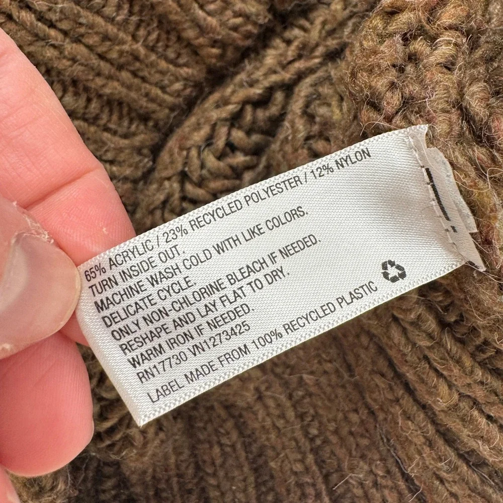 Universal Thread Chunky Brown Cable Knit Mock Neck‎ Sweater Size M Fisherman